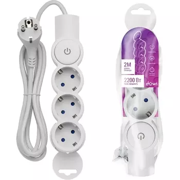 Удлинитель 3-х местный 2 метра с заземлением duwi 32007 6 Duwi