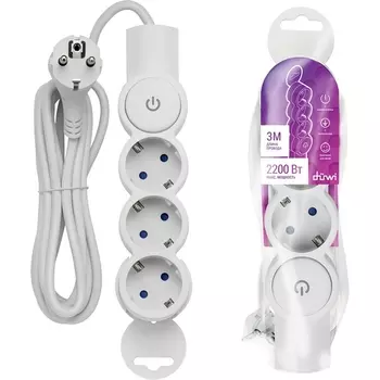 Удлинитель 3-х местный 3 метра с заземлением duwi 32008 3 Duwi