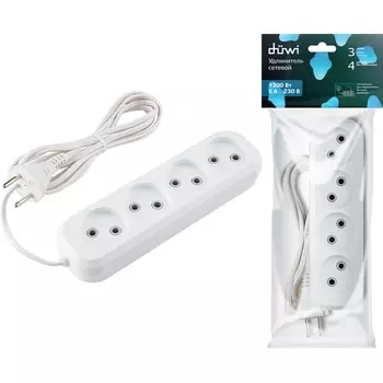 Удлинитель 4-х местный 3 метра без заземления duwi 28617 2 Duwi