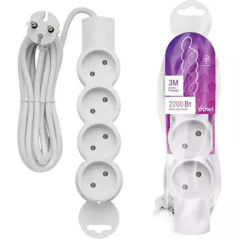 Удлинитель 4-х местный 3 метра без заземления duwi 32010 6 Duwi