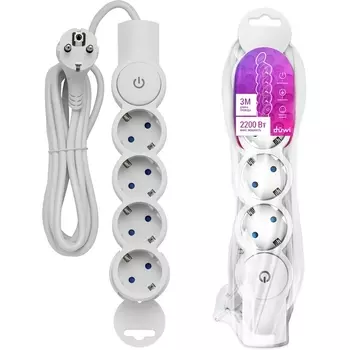 Удлинитель 4-х местный 3 метра с заземлением duwi 32014 4 Duwi