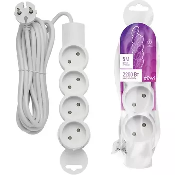 Удлинитель 4-х местный 5 метров без заземления duwi 32011 3 Duwi