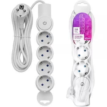 Удлинитель 4-х местный 5 метров с заземлением duwi 32015 1 Duwi