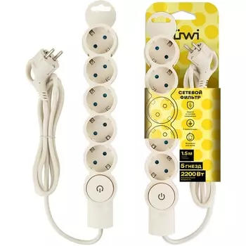 Удлинитель 5-и местный 1,5 метра с заземлением duwi 32570 3 Duwi