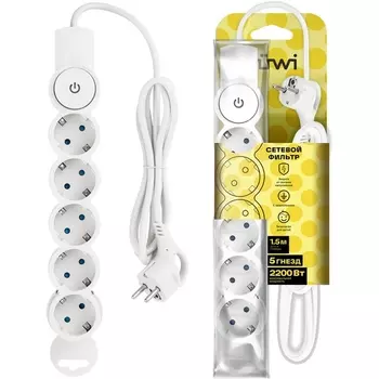 Удлинитель 5-и местный 1,5 метра с заземлением duwi 32574 1 Duwi