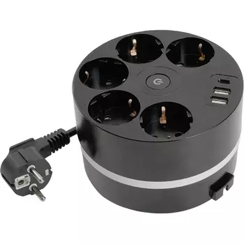 Удлинитель 5-и местный 2,5 метра с заземлением 2хUSB Type A+C Stekker Comfort 49656