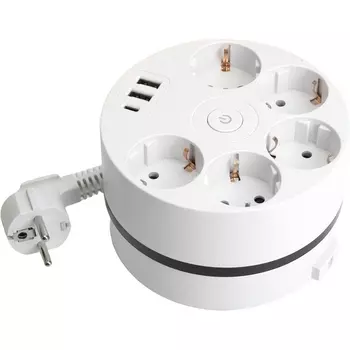 Удлинитель 5-и местный 2,5 метра с заземлением 2хUSB Type A+C Stekker Comfort 49591