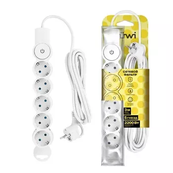 Удлинитель 5-и местный 3 метра с заземлением duwi 32576 5 Duwi