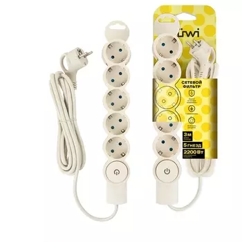 Удлинитель 5-и местный 3 метра с заземлением duwi 32572 7 Duwi