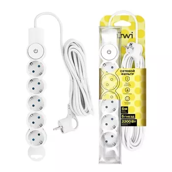 Удлинитель 5-и местный 5 метров с заземлением duwi 32577 2 Duwi