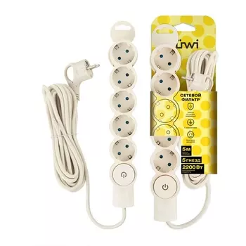 Удлинитель 5-и местный 5 метров с заземлением duwi 32573 4 Duwi