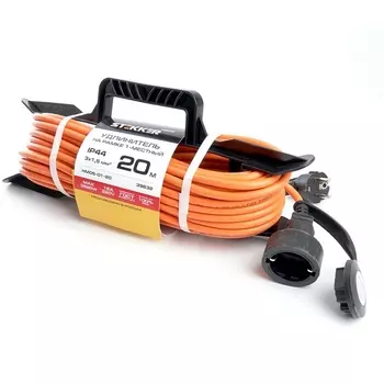 Удлинитель одноместный с заземлением 20 метров на рамке Stekker Home 39632