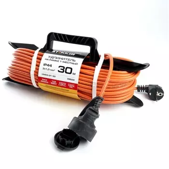 Удлинитель одноместный с заземлением 30 метров на рамке Stekker Home 39629