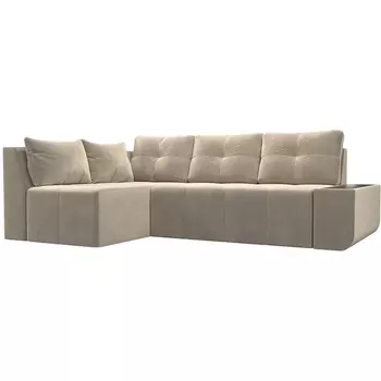 Угловой диван Амадэус левый (микровельвет бежевый) Лига Диванов 109689L