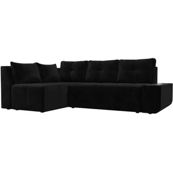 Угловой диван Амадэус левый (велюр черный) Лига Диванов 109688L