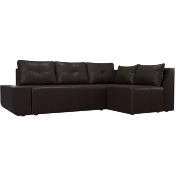 Угловой диван Амадэус правый (экокожа коричневая) Лига Диванов 109703