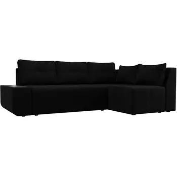 Угловой диван Амадэус правый (микровельвет черный) Лига Диванов 109697