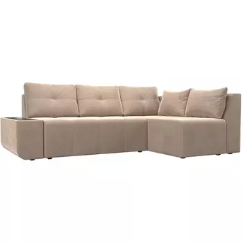 Угловой диван Амадэус правый (велюр бежевый) Лига Диванов 109681