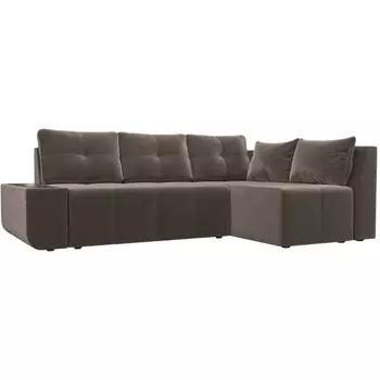 Угловой диван Амадэус правый (велюр коричневый) Лига Диванов 109685