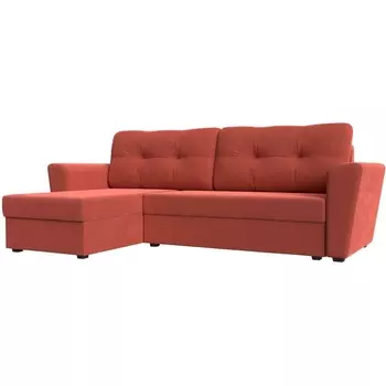 Угловой диван Амстердам лайт левый (микровельвет коралловый) Лига Диванов 112460L