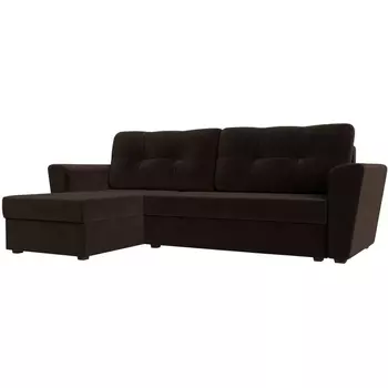 Угловой диван Амстердам лайт левый (микровельвет коричневый) Лига Диванов 112461L