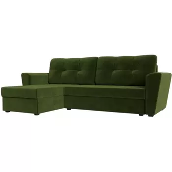 Угловой диван Амстердам лайт левый (микровельвет зеленый) Лига Диванов 112459L