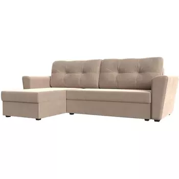 Угловой диван Амстердам лайт левый (велюр бежевый) Лига Диванов 112448L