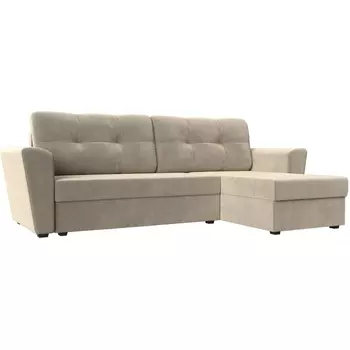 Угловой диван Амстердам лайт правый (микровельвет бежевый) Лига Диванов 112456