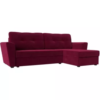 Угловой диван Амстердам лайт правый (микровельвет бордовый) Лига Диванов 112457