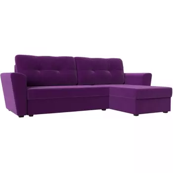 Угловой диван Амстердам лайт правый (микровельвет фиолетовый) Лига Диванов 112463