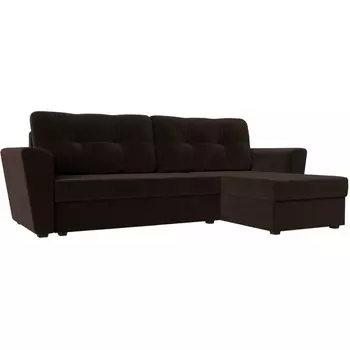 Угловой диван Амстердам лайт правый (микровельвет коричневый) Лига Диванов 112461