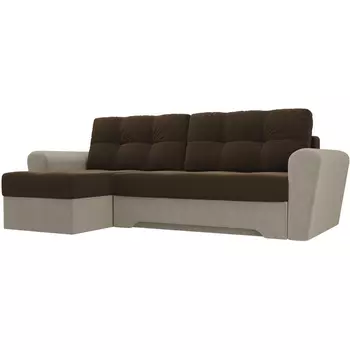 Угловой диван Амстердам левый (микровельвет коричневый) Лига Диванов 28222L