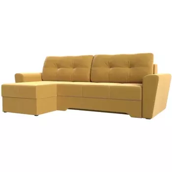 Угловой диван Амстердам левый угол (Микровельвет/Желтый) Лига Диванов 117808L
