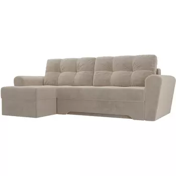 Угловой диван Амстердам левый (велюр бежевый) Лига Диванов 105063L