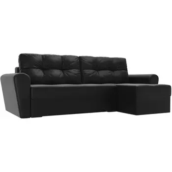 Угловой диван Амстердам правый (экокожа черная) Лига Диванов 105061