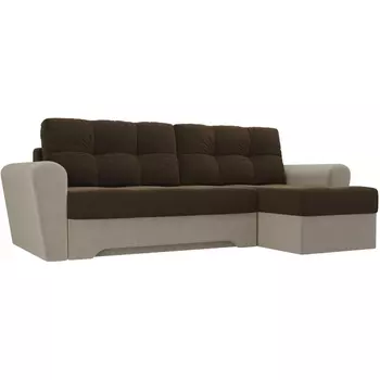 Угловой диван Амстердам правый (микровельвет коричневый) Лига Диванов 28222