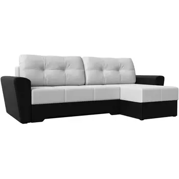 Угловой диван Амстердам правый угол (Экокожа/Черный,Белый) Лига Диванов 117832