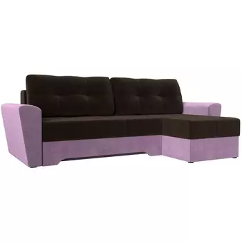 Угловой диван Амстердам правый угол (Микровельвет/Коричневый,Фиолетовый) Лига Диванов 117818