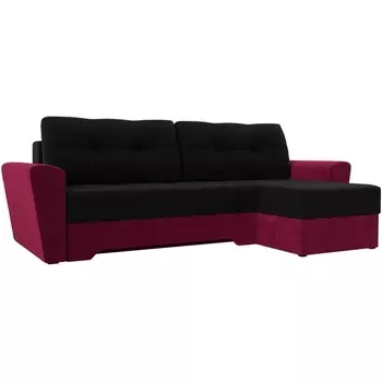 Угловой диван Амстердам правый угол (Микровельвет/Черный,Красный) Лига Диванов 117822