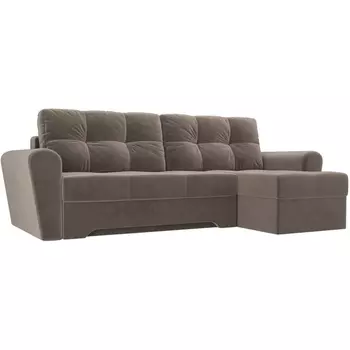 Угловой диван Амстердам правый (велюр коричневый) Лига Диванов 105067