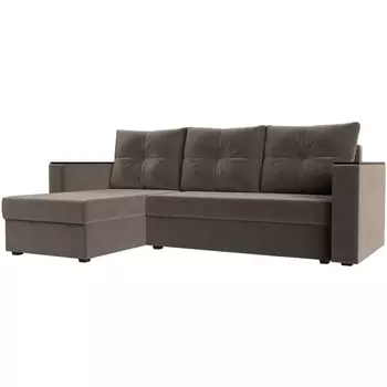 Угловой диван Атланта Лайт Б/С левый угол (Велюр/Коричневый) Лига Диванов 117037L