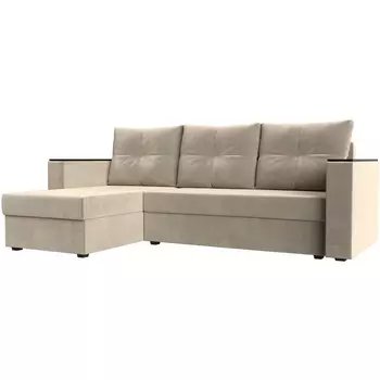 Угловой диван Атланта Лайт Б/С левый угол (Микровельвет/Бежевый) Лига Диванов 117041L