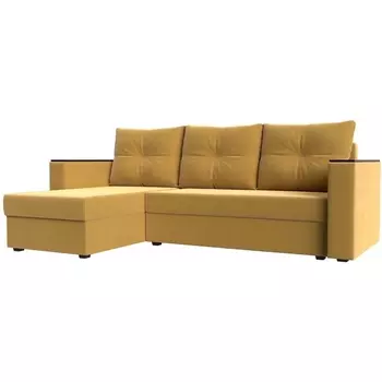 Угловой диван Атланта Лайт Б/С левый угол (Микровельвет/Желтый) Лига Диванов 117043L