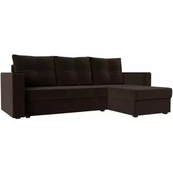 Угловой диван Атланта Лайт Б/С правый угол (Микровельвет/Коричневый) Лига Диванов 117046