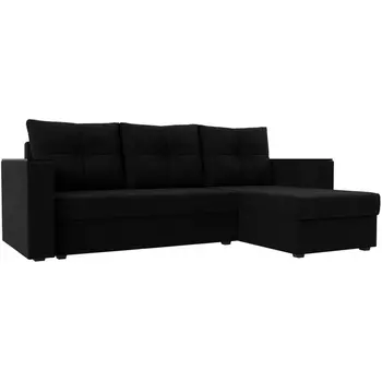 Угловой диван Атланта Лайт Б/С правый угол (Микровельвет/Черный) Лига Диванов 117049