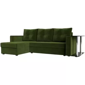 Угловой диван Атланта лайт левый (микровельвет зеленый) Лига Диванов 112503L