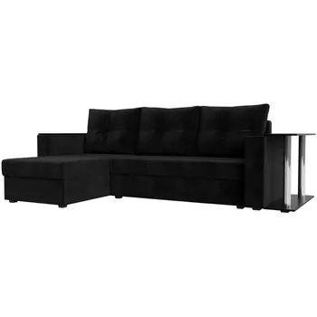 Угловой диван Атланта лайт левый (велюр черный) Лига Диванов 112499L