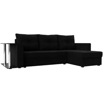 Угловой диван Атланта лайт правый (микровельвет черный) Лига Диванов 112508