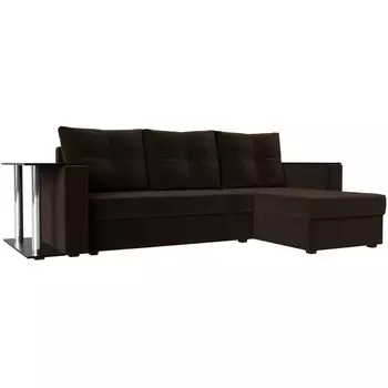 Угловой диван Атланта лайт правый (микровельвет коричневый) Лига Диванов 112505