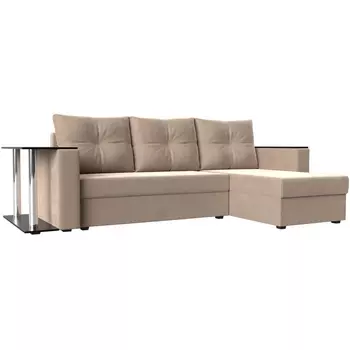 Угловой диван Атланта лайт правый (велюр бежевый) Лига Диванов 112492